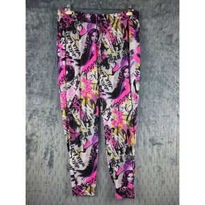 Full Circle Trends Womens 3X Graffiti Fashion Print Jogger Pants Pink Purple XL